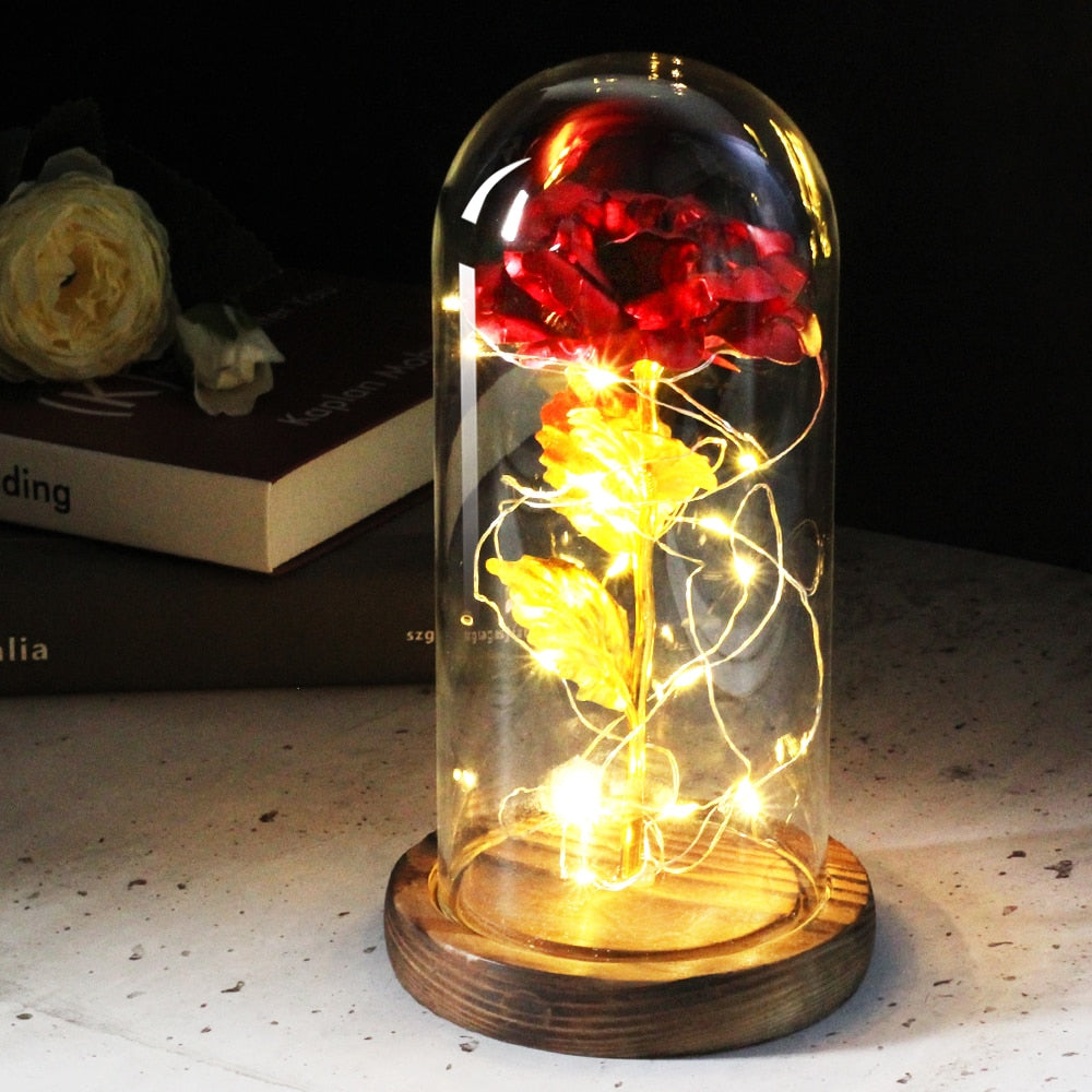 Rose éternelle artificielle avec lumière LED