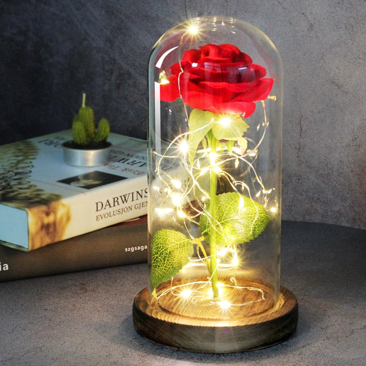 Rose éternelle artificielle avec lumière LED
