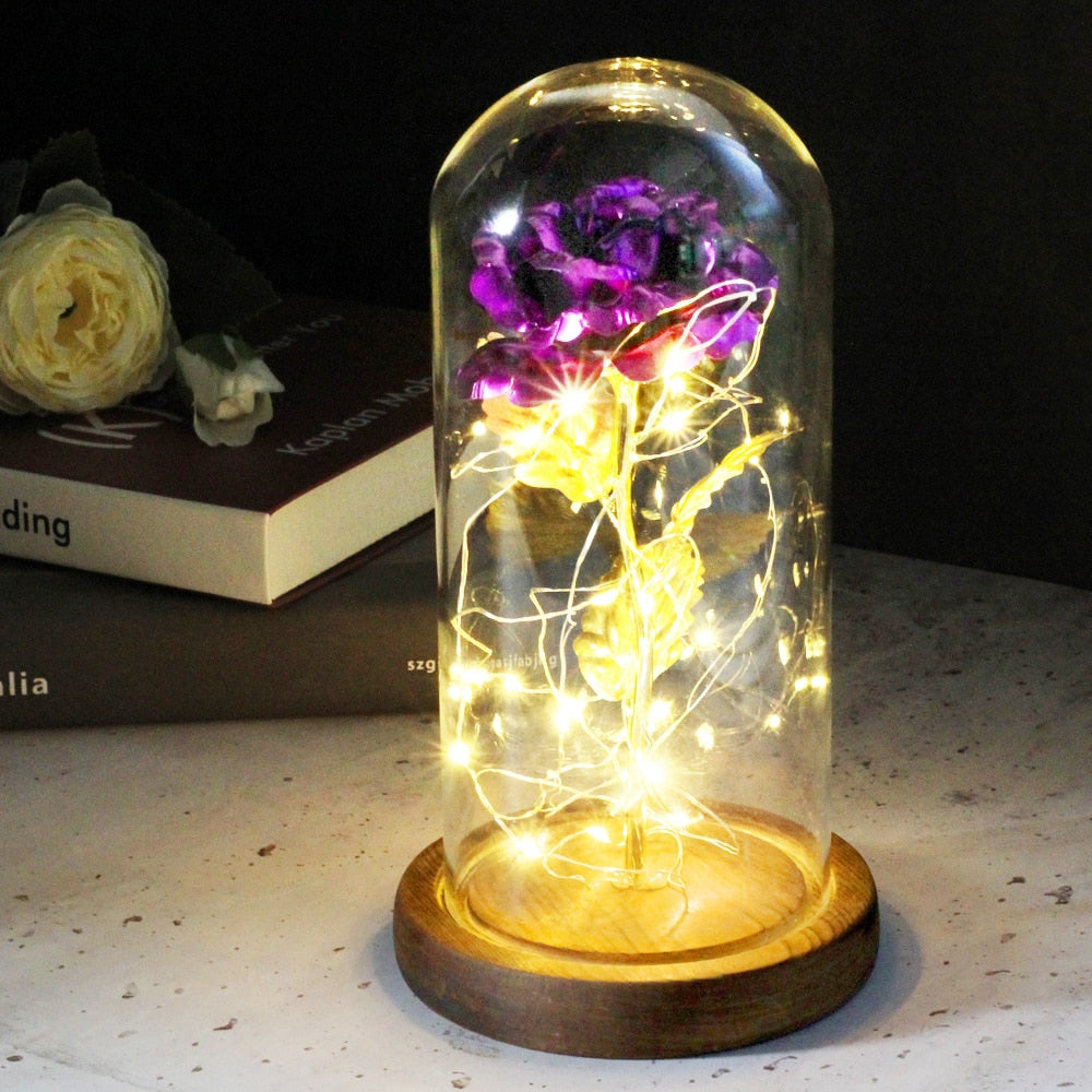 Rose éternelle artificielle avec lumière LED