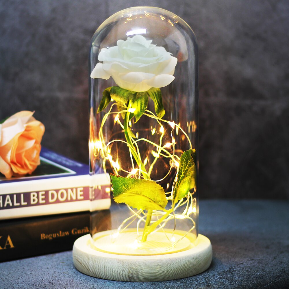 Rose éternelle artificielle avec lumière LED
