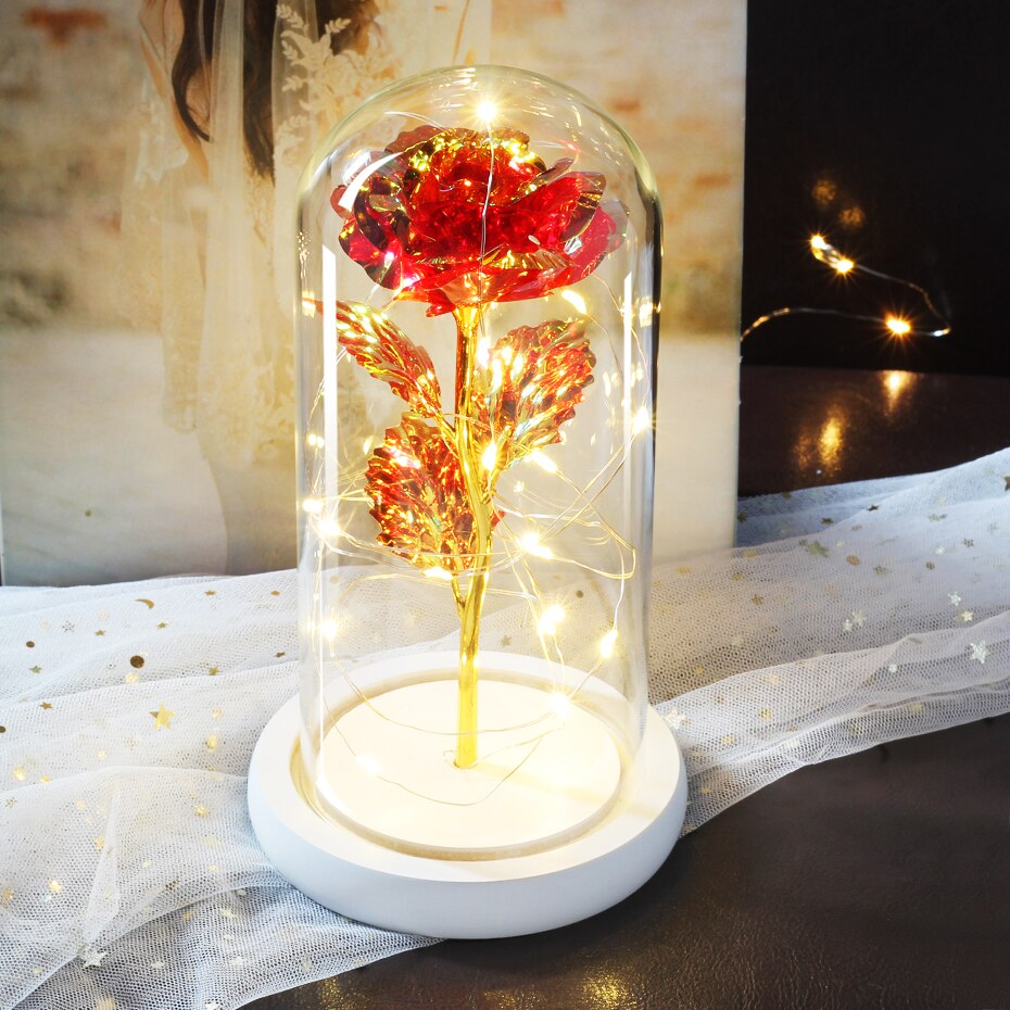 Rose éternelle artificielle avec lumière LED