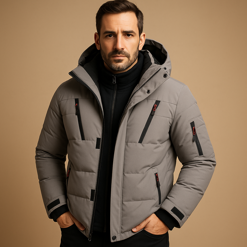 Herren Winterjacke dick gefüttert und winddicht | Robuste Jacke mit Reißverschluss und wärmender Fütterung für Alltag und Outdoor