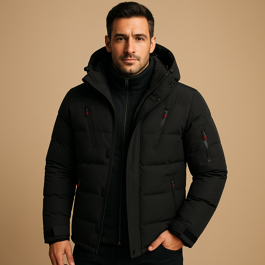 Herren Winterjacke dick gefüttert und winddicht | Robuste Jacke mit Reißverschluss und wärmender Fütterung für Alltag und Outdoor