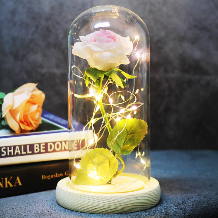 Rose éternelle artificielle avec lumière LED