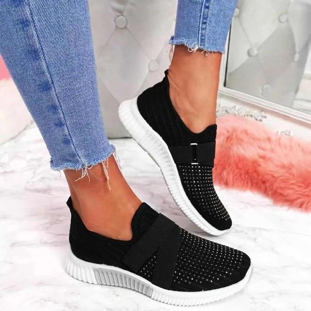 Baskets slip-on pour femmes avec fermeture velcro | Améliorez votre posture de course !