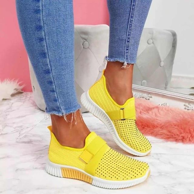 Baskets slip-on pour femmes avec fermeture velcro | Améliorez votre posture de course !