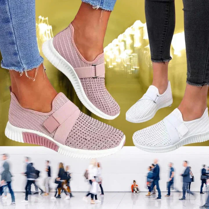 Baskets slip-on pour femmes avec fermeture velcro | Améliorez votre posture de course !