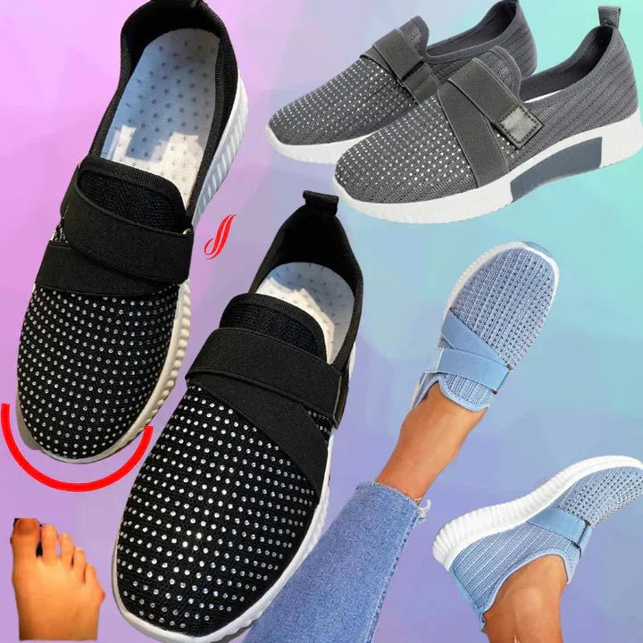 Baskets slip-on pour femmes avec fermeture velcro | Améliorez votre posture de course !