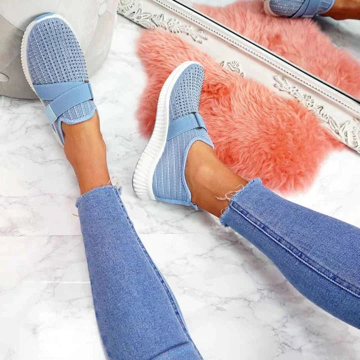Baskets slip-on pour femmes avec fermeture velcro | Améliorez votre posture de course !
