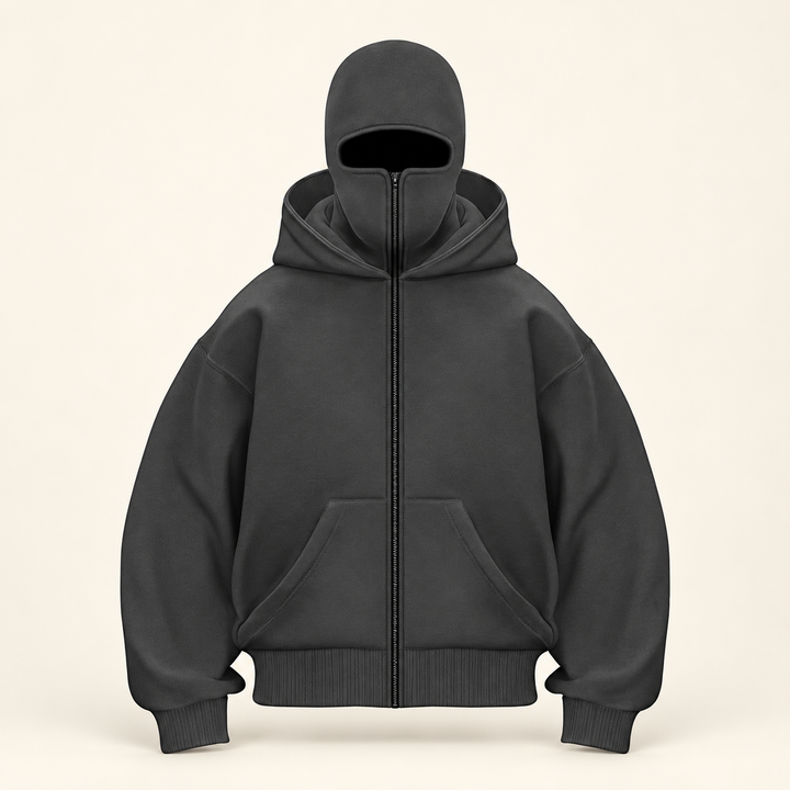 Balaclava Hoodie | Kapuzenpullover mit durchgehendem Reißverschluss und integrierter Gesichtsabdeckung für Streetwear und Alltag