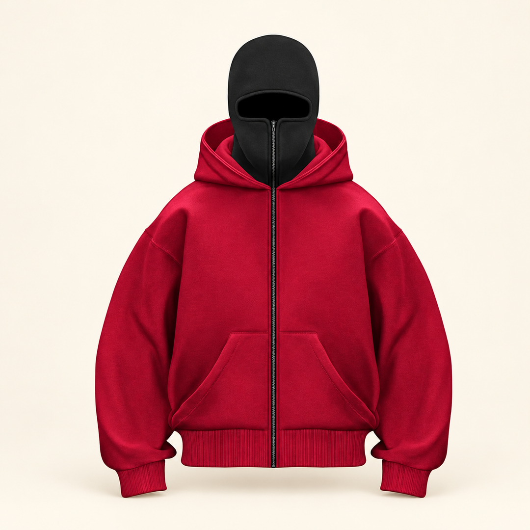 Balaclava Hoodie | Kapuzenpullover mit durchgehendem Reißverschluss und integrierter Gesichtsabdeckung für Streetwear und Alltag