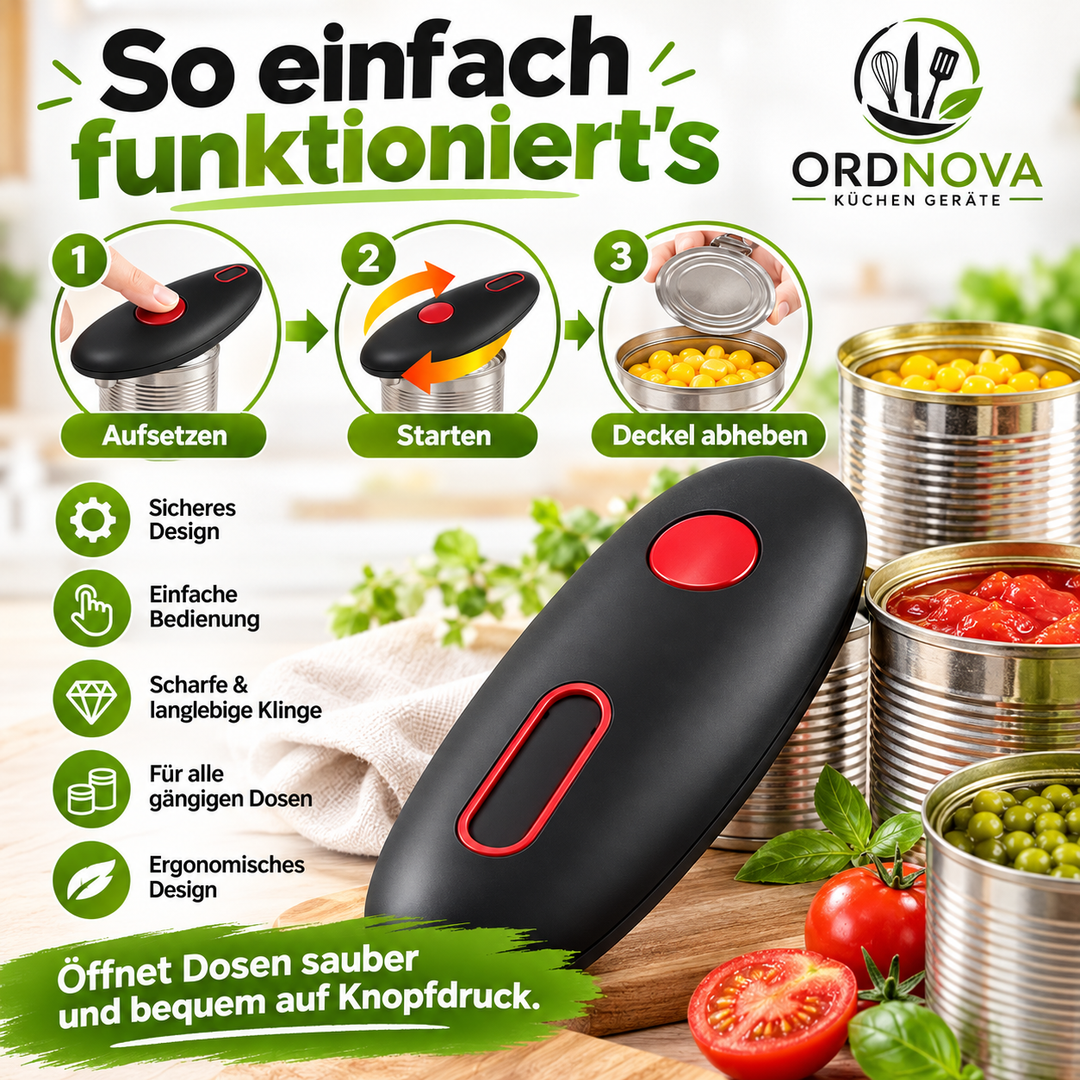 Elektrischer Dosenöffner mit Knopfdruck | Batteriebetriebener Dosenöffner mit glattem Schnitt und kompakter Bauweise | Ohne Kraftaufwand