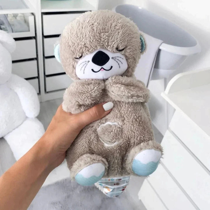 Peluche calmante per bambini 30 cm | Movimento respiratorio, luce soffusa e suoni | Timer fino a 30 min, volume | Lavabile