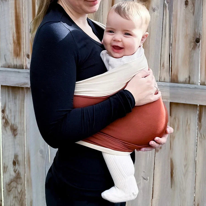 Baby carrier made of organic cotton | Hands-free, soft &amp; breathable | Buckle-free, flexible for multiple carrying positions