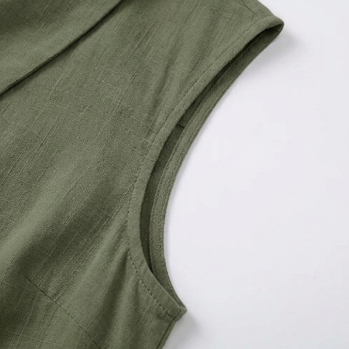 Damen Sommertop | Ärmellose Bluse mit V-Ausschnitt, Kragen, Knopfleiste und lockerem Schnitt für warme Tage