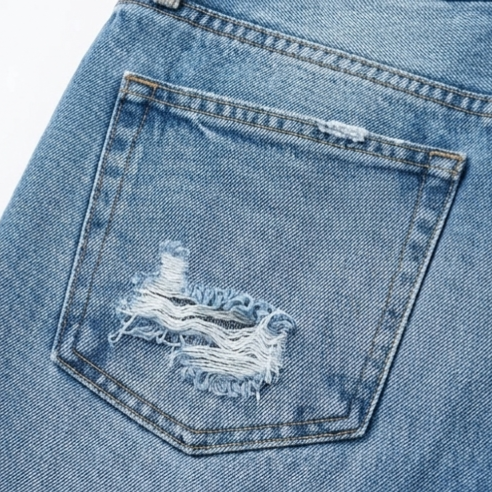 Damen Cropped Jeans | Retro-Jeans mit geradem Bein und Fransen