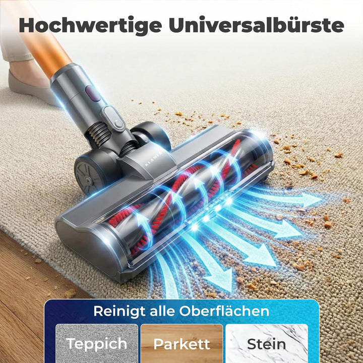 Akkustaubsauger 460 Watt | Kabelloser 2-in-1 Stielstaubsauger mit LED-Bodendüse und bis zu 60 Minuten Laufzeit