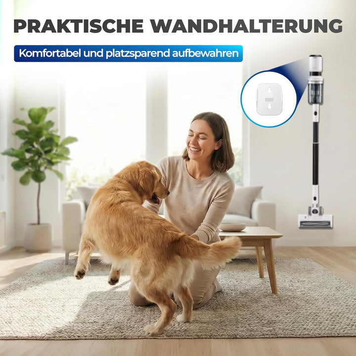 Akkustaubsauger 460 Watt | Kabelloser 2-in-1 Stielstaubsauger mit LED-Bodendüse und bis zu 60 Minuten Laufzeit