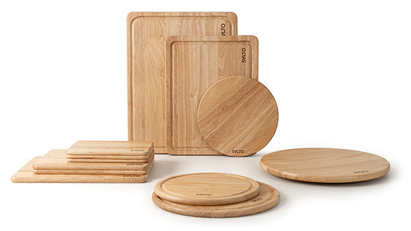 Schneidebrett 2er Set aus Gummibaumholz | Continenta SALTO mit geölter Oberfläche | Messerschonende Holzbretter 30 x 21 cm