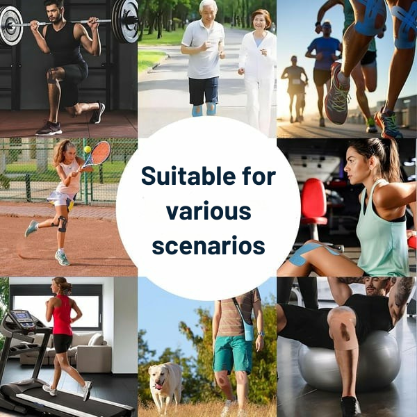 Naisten ja miesten polven kinesio-teippi valmiiksi leikattu | hengittävä polvituki urheiluun ja tukeen | joustava tuki