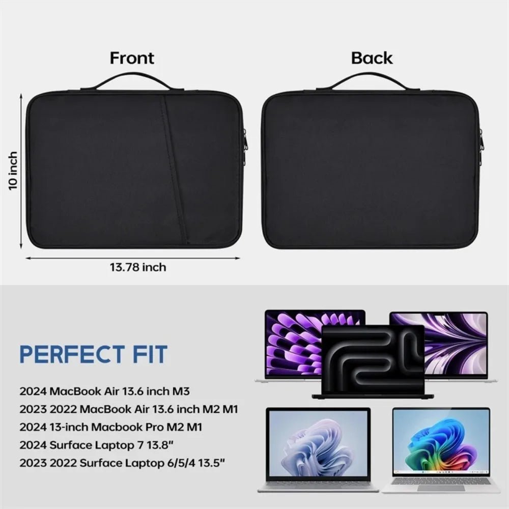 Laptop-Hülle 13,6 Zoll | Wasserdichte und stoßdämpfende Laptoptasche aus Polyester für unterwegs