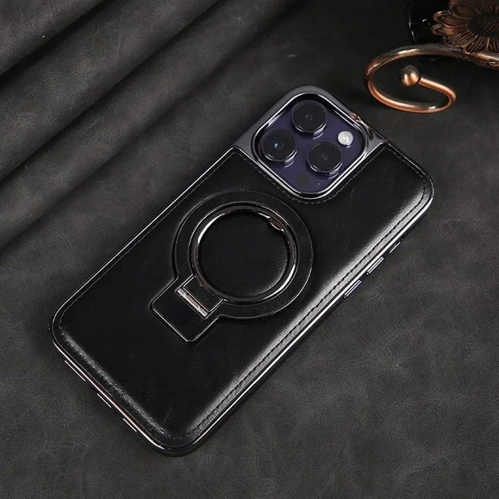 iPhone tok | Klasszikus bőr telefontok mágneses funkcióval | Állvány funkció és kamera védelem