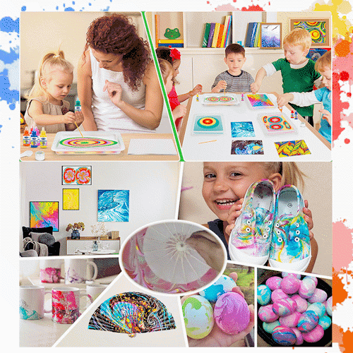 Marmorierfarben-Set für Kinder &amp; Erwachsene | Farbe auf Wasser für einzigartige Muster | Waschbar, ungiftig, Familienaktivität