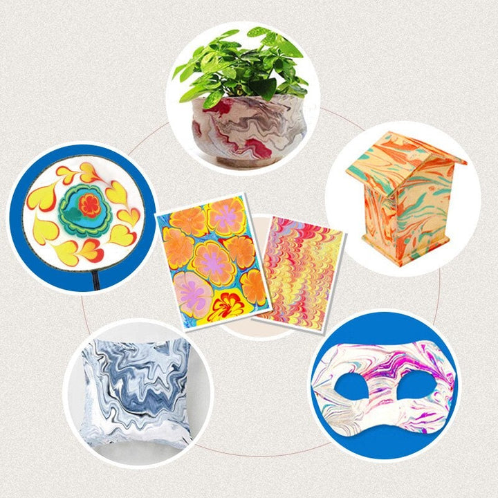 Marmorierfarben-Set für Kinder &amp; Erwachsene | Farbe auf Wasser für einzigartige Muster | Waschbar, ungiftig, Familienaktivität