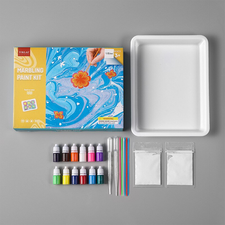 Marmorierfarben-Set für Kinder &amp; Erwachsene | Farbe auf Wasser für einzigartige Muster | Waschbar, ungiftig, Familienaktivität
