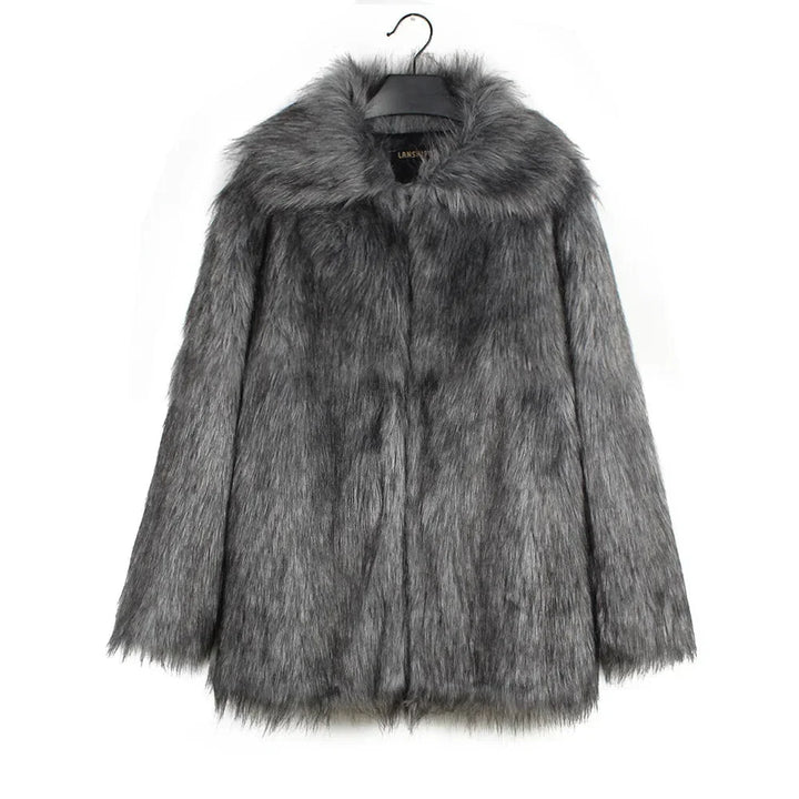 Herren Kunstfelljacke mit Umlegekragen | Flauschige Winterjacke im Oversize-Schnitt mit offener Vorderseite und Seitentaschen
