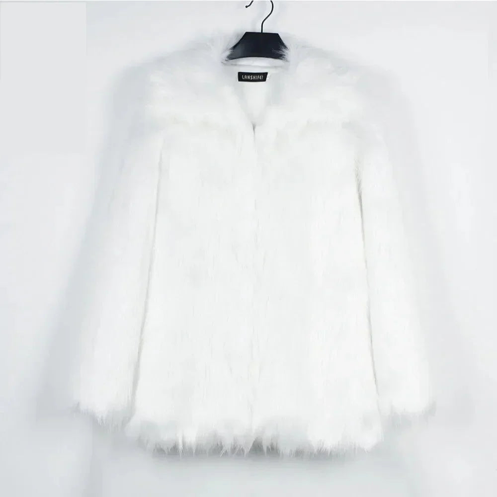 Herren Kunstfelljacke mit Umlegekragen | Flauschige Winterjacke im Oversize-Schnitt mit offener Vorderseite und Seitentaschen