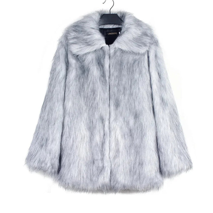 Herren Kunstfelljacke mit Umlegekragen | Flauschige Winterjacke im Oversize-Schnitt mit offener Vorderseite und Seitentaschen