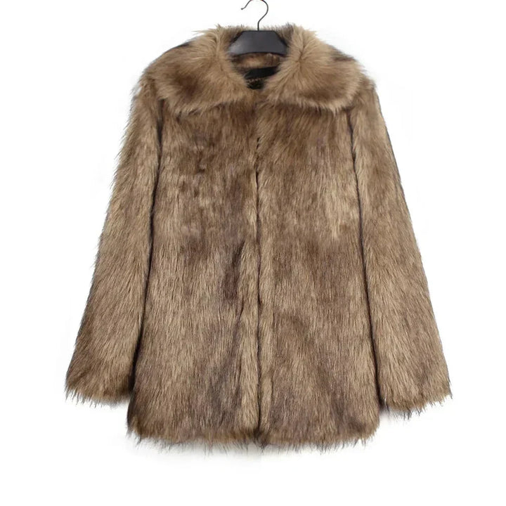 Herren Kunstfelljacke mit Umlegekragen | Flauschige Winterjacke im Oversize-Schnitt mit offener Vorderseite und Seitentaschen