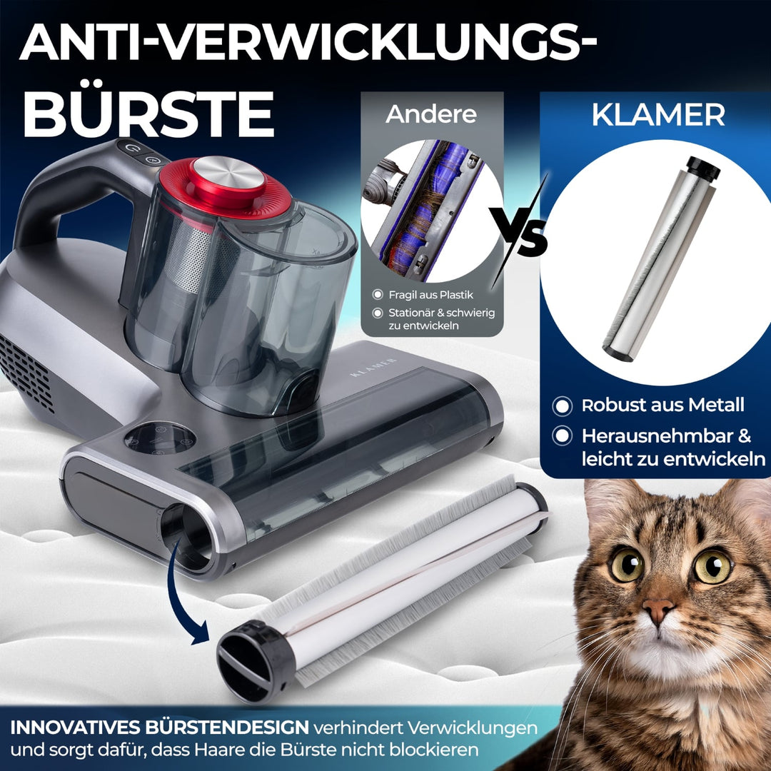 Milbenstaubsauger 450 Watt | Handstaubsauger mit 18.000 Pa, UV-Funktion und HEPA-Filter