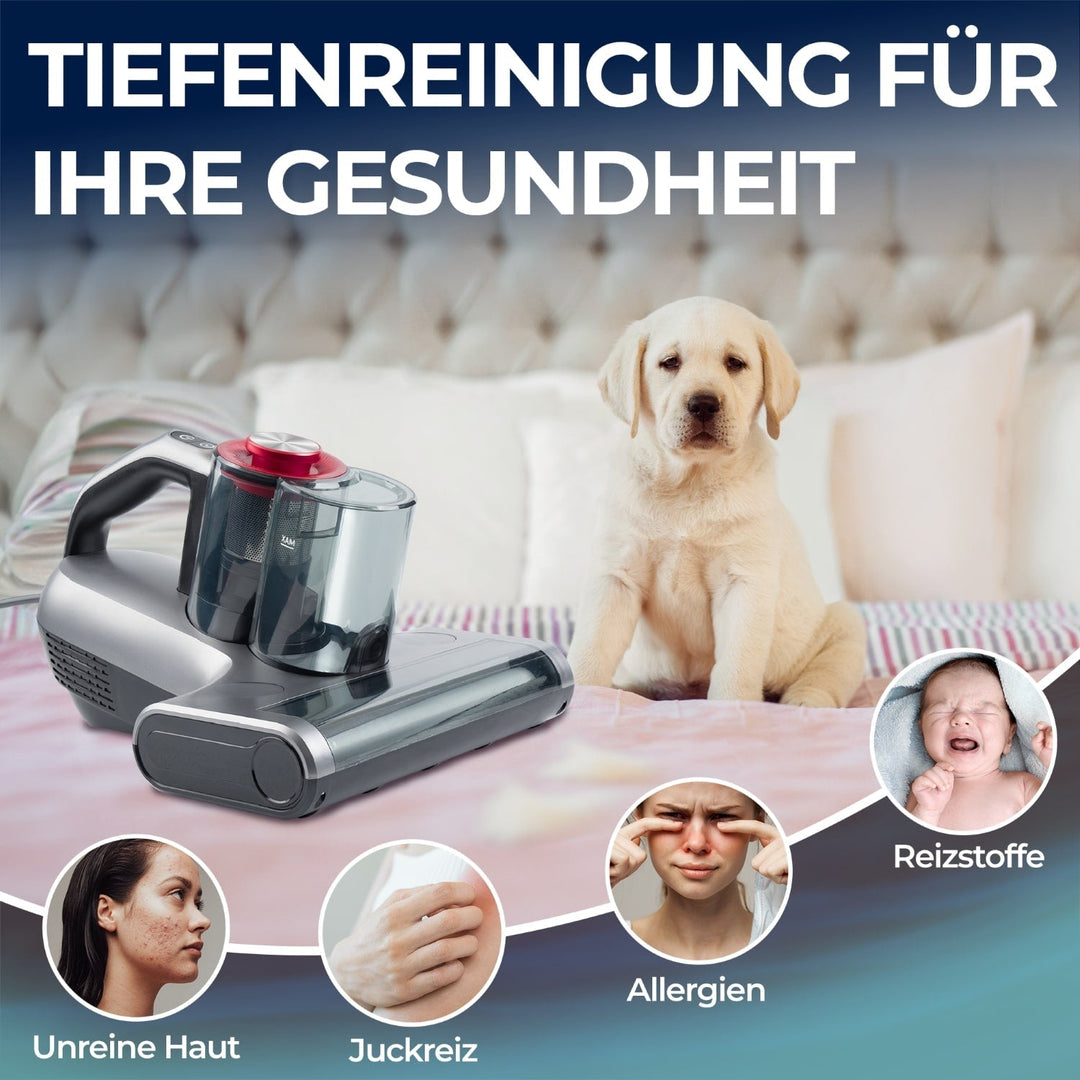 Milbenstaubsauger 450 Watt | Handstaubsauger mit 18.000 Pa, UV-Funktion und HEPA-Filter