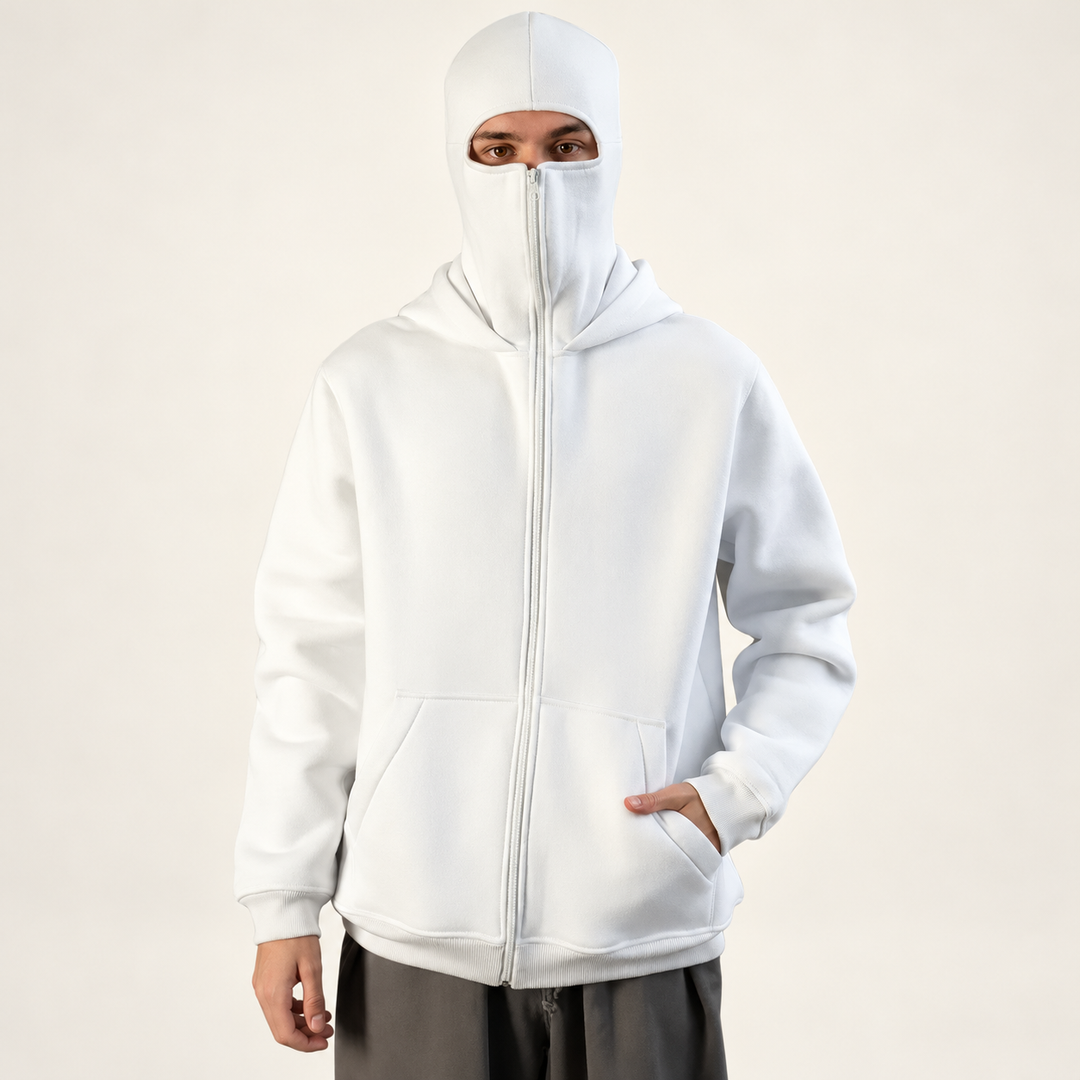 Balaclava Hoodie | Kapuzenpullover mit durchgehendem Reißverschluss und integrierter Gesichtsabdeckung für Streetwear und Alltag