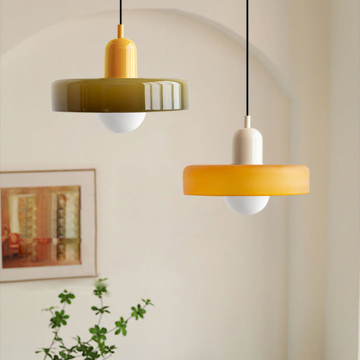 Suspension en métal et verre avec effet vitrail | Ø25/Ø35 cm, douille G9 | Suspension réglable | Aspect cristal