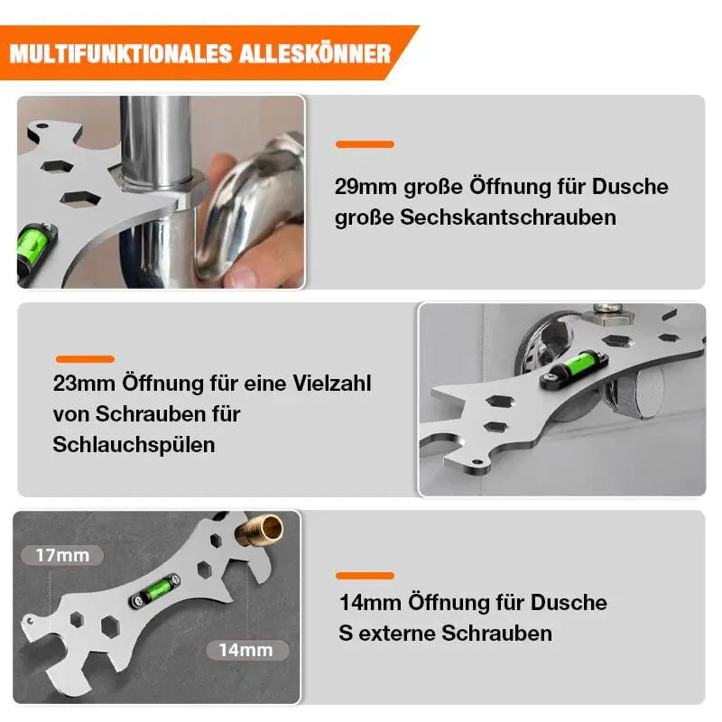 Multifunctional Angle Wrench | Stainless steel | For faucet nuts &amp; tight spaces | Anti-slip design