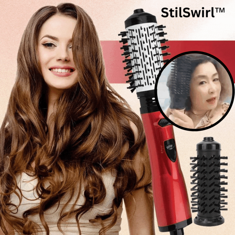 3-in-1 Rotating Hot Air Brush | Drying, Straightening &amp; Curling | 1000W, 3 Heat Settings, 2 Speeds, 2 Attachments
