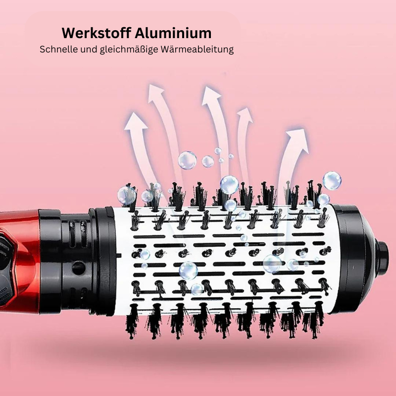 3-in-1 Rotating Hot Air Brush | Drying, Straightening &amp; Curling | 1000W, 3 Heat Settings, 2 Speeds, 2 Attachments