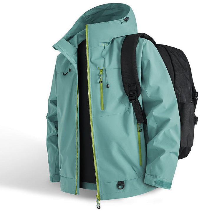 Wasserdichte Sportjacke | Outdoorjacke mit Kapuze, winddichter Passform, atmungsaktivem Gewebe und Reißverschlusstaschen