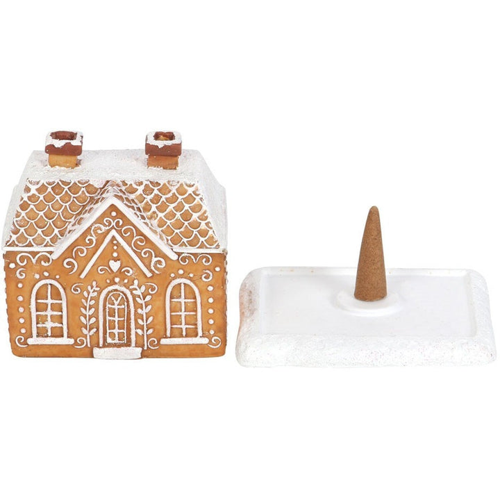 Dekoratives Lebkuchenhaus für Weihnachten | Weihnachtshaus mit Schneeoptik, weißen Verzierungen und detailreichem Design für Innenräume