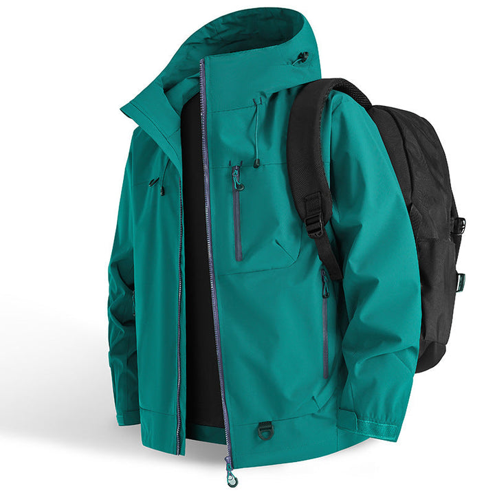 Wasserdichte Sportjacke | Outdoorjacke mit Kapuze, winddichter Passform, atmungsaktivem Gewebe und Reißverschlusstaschen