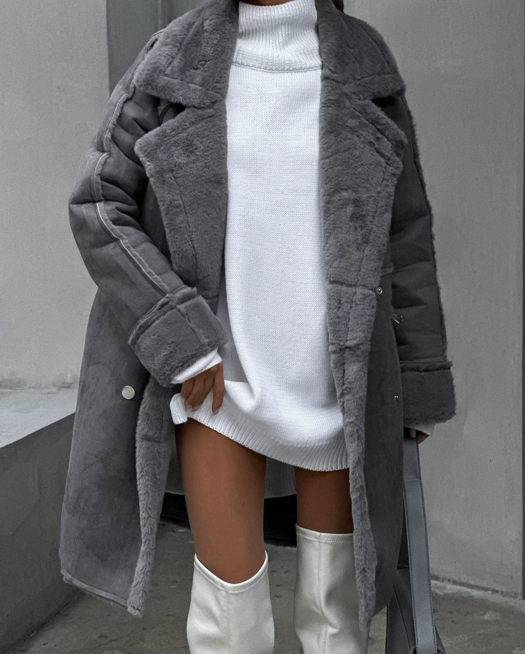 Damen Teddy Mantel mit weichem Plüschstoff | Flauschiger Wintermantel mit eleganter Silhouette für Alltag und besondere Anlässe
