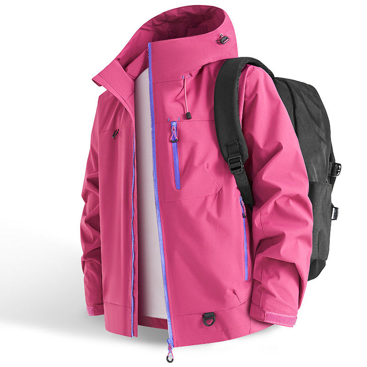 Wasserdichte Sportjacke | Outdoorjacke mit Kapuze, winddichter Passform, atmungsaktivem Gewebe und Reißverschlusstaschen