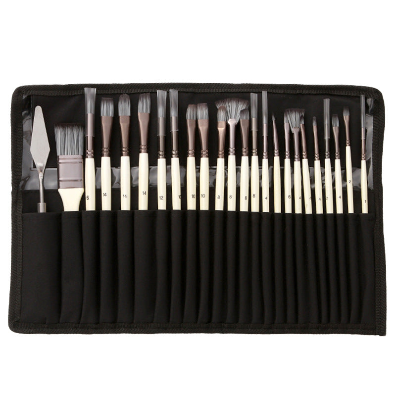 Set di pennelli 24 pezzi | Pennelli professionali per artisti con manico in legno | Acrilico, acquerello, olio e gouache