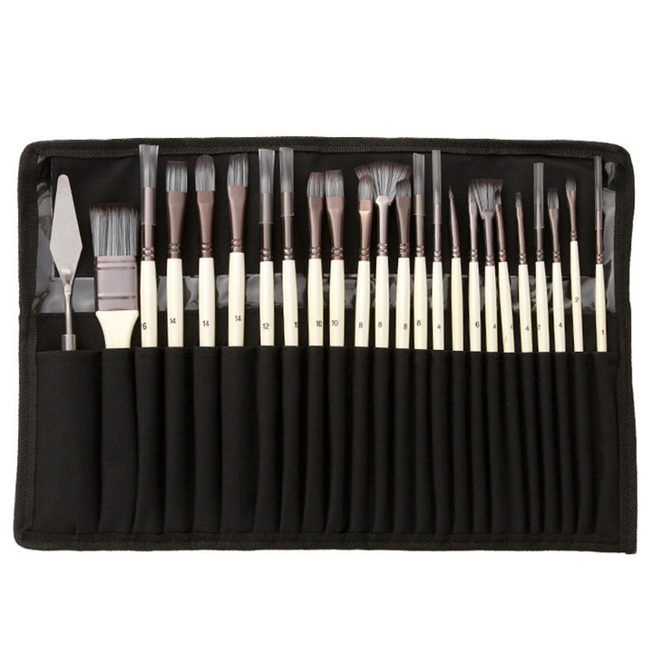 Set di pennelli 24 pezzi | Pennelli professionali per artisti con manico in legno | Acrilico, acquerello, olio e gouache
