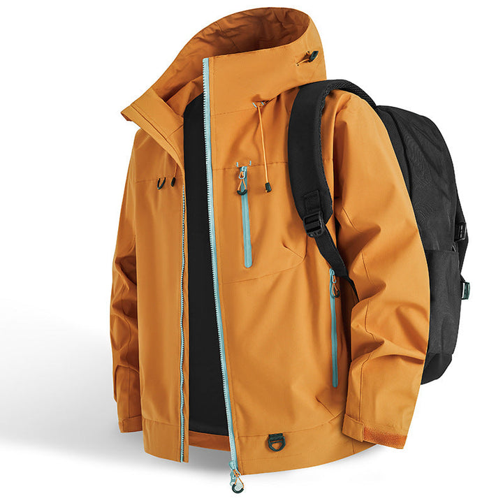 Wasserdichte Sportjacke | Outdoorjacke mit Kapuze, winddichter Passform, atmungsaktivem Gewebe und Reißverschlusstaschen
