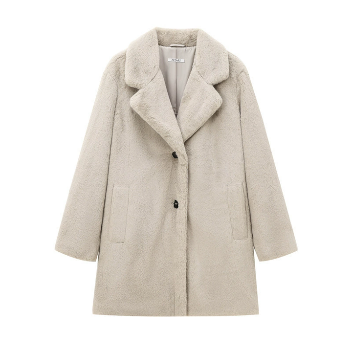 Damen Teddy Wintermantel mit weichem Plüschstoff | Warmer, flauschiger Mantel für kalte Tage, Spaziergänge und Alltag