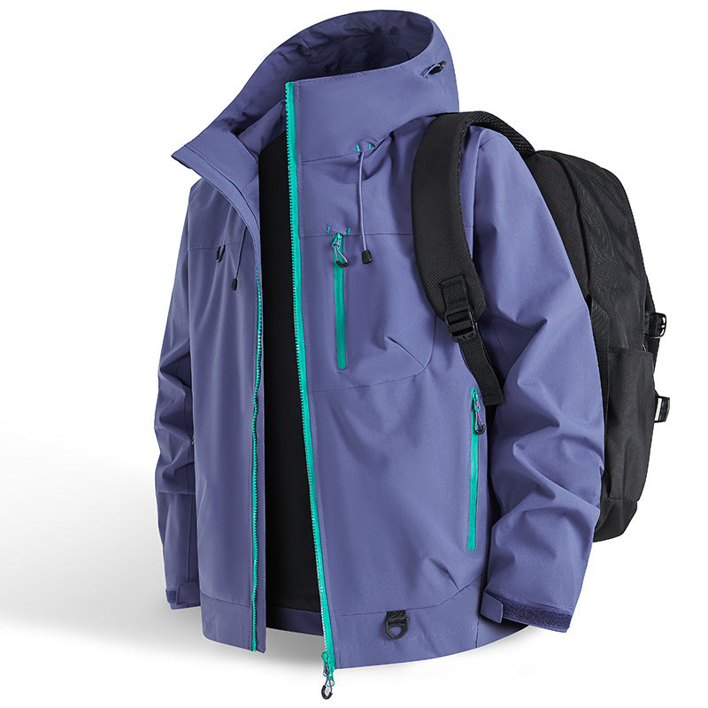 Wasserdichte Sportjacke | Outdoorjacke mit Kapuze, winddichter Passform, atmungsaktivem Gewebe und Reißverschlusstaschen